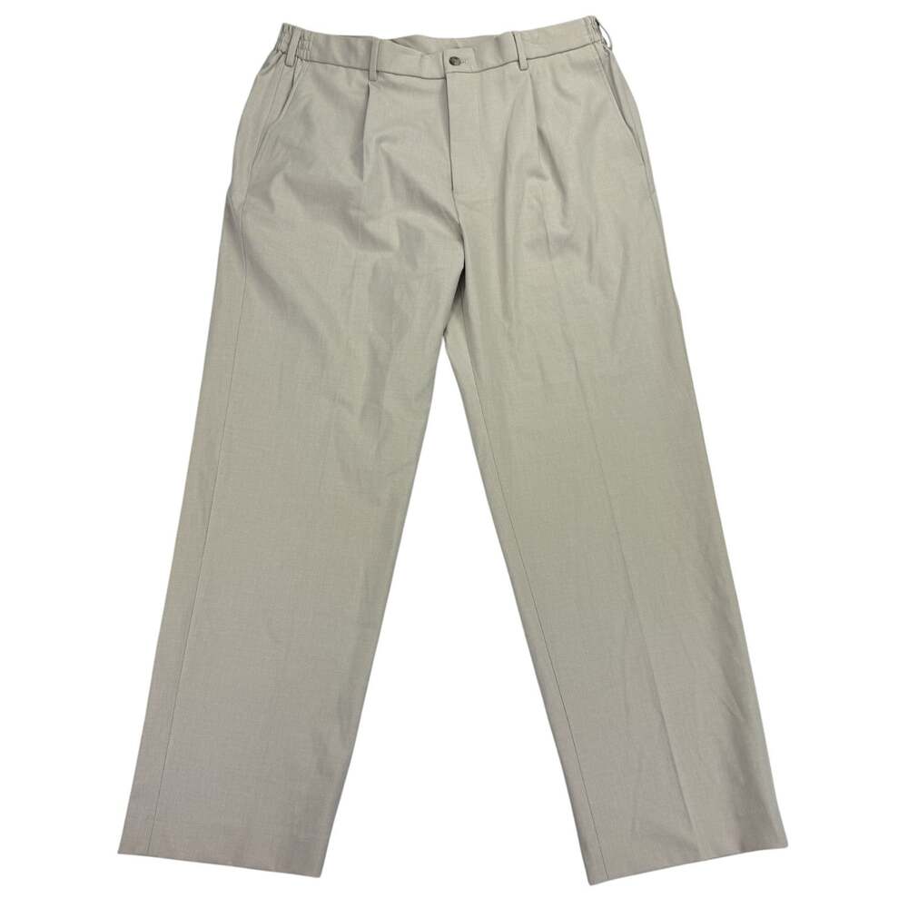 Tommy Hilfiger Mens TH Flex Dean Modern Relaxed Fit Pleated Pants Tan 36x30